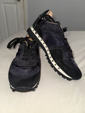 Women’s Black Stud-Trim Suede & Nylon Runner